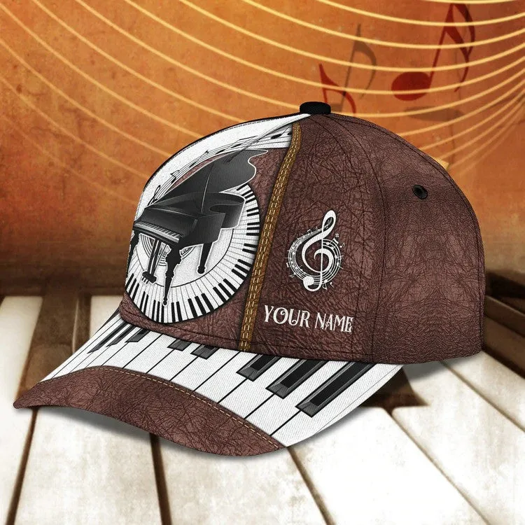 Customized Piano 3D Baseball Cap for Girl, Leather Pattern Piano Hat for Girlfriend, Hat for Pianist