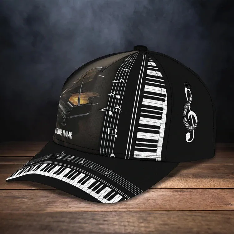 Customized Piano 3D Baseball Cap for Girl, Leather Pattern Piano Hat for Girlfriend, Hat for Pianist