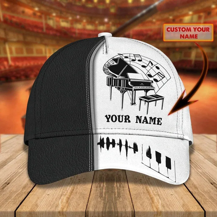 Customized Piano 3D Baseball Cap for Girl, Leather Pattern Piano Hat for Girlfriend, Hat for Pianist