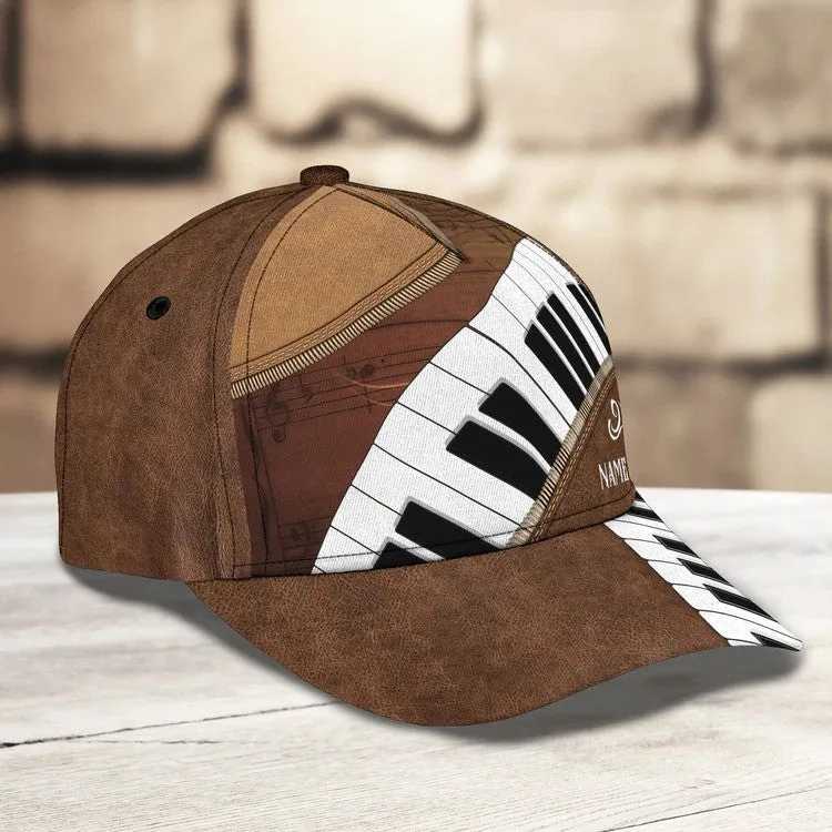 Customized Piano 3D Baseball Cap for Girl, Leather Pattern Piano Hat for Girlfriend, Hat for Pianist