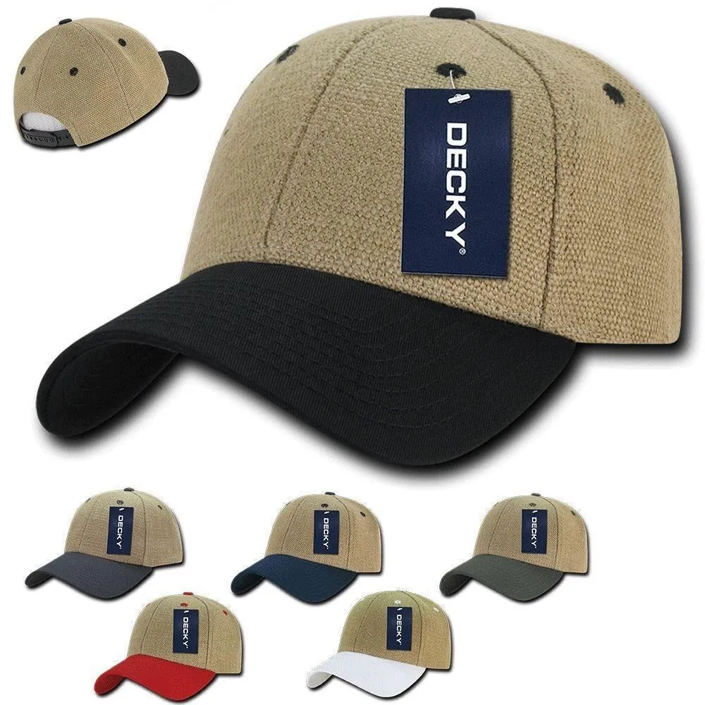 Decky Jute Low Crown Structured Dad 6 Panel Caps Hats Unisex