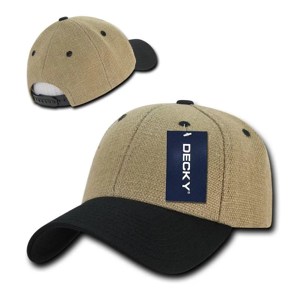 Decky Jute Low Crown Structured Dad 6 Panel Caps Hats Unisex