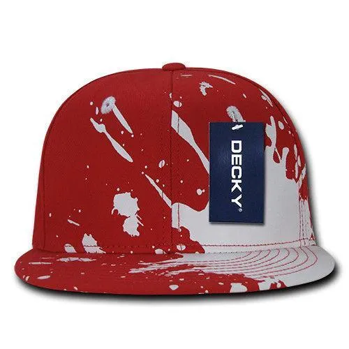 Decky Paint Splat Snapback Baseball 6 Panel 100% Cotton Structured Caps Hats