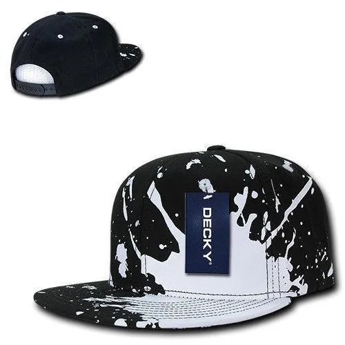 Decky Paint Splat Snapback Baseball 6 Panel 100% Cotton Structured Caps Hats