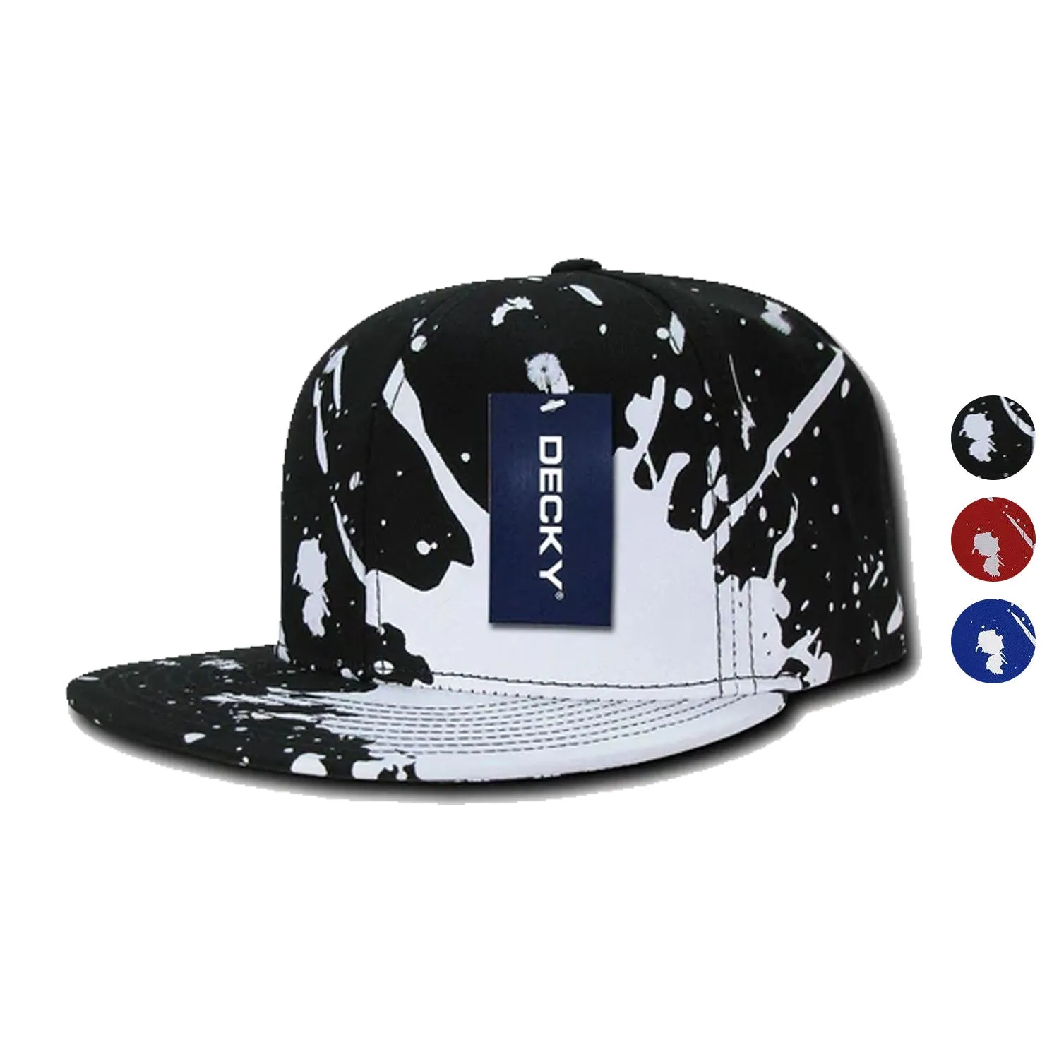 Decky Paint Splat Snapback Baseball 6 Panel 100% Cotton Structured Caps Hats