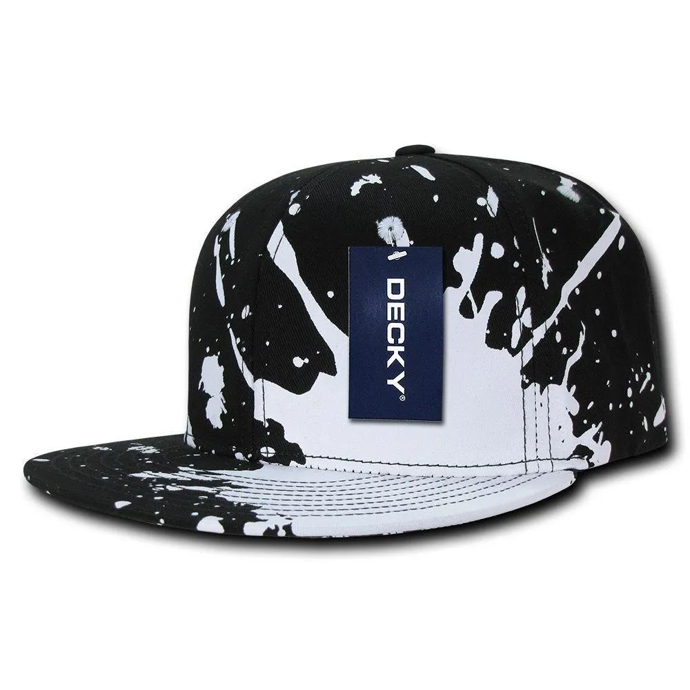 Decky Paint Splat Snapback Baseball 6 Panel 100% Cotton Structured Caps Hats