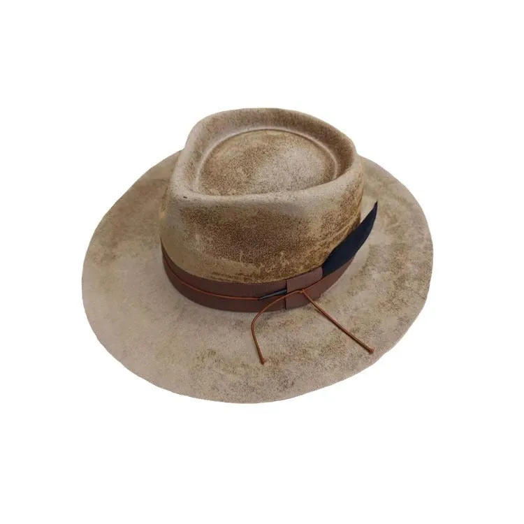 Distressed Dusty Trails Khaki Fedora