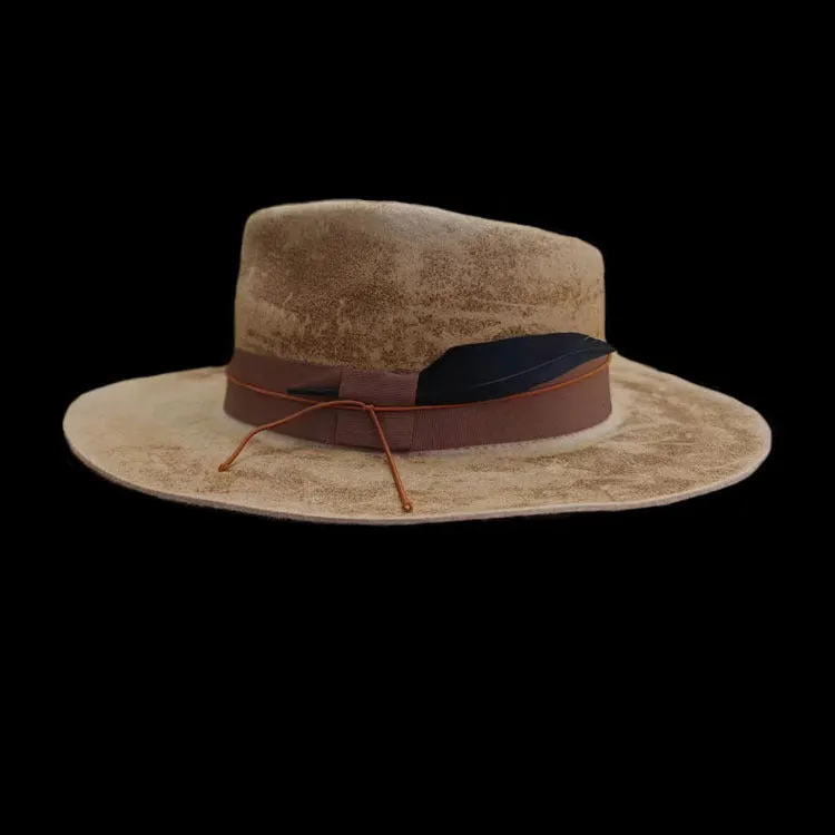 Distressed Dusty Trails Khaki Fedora