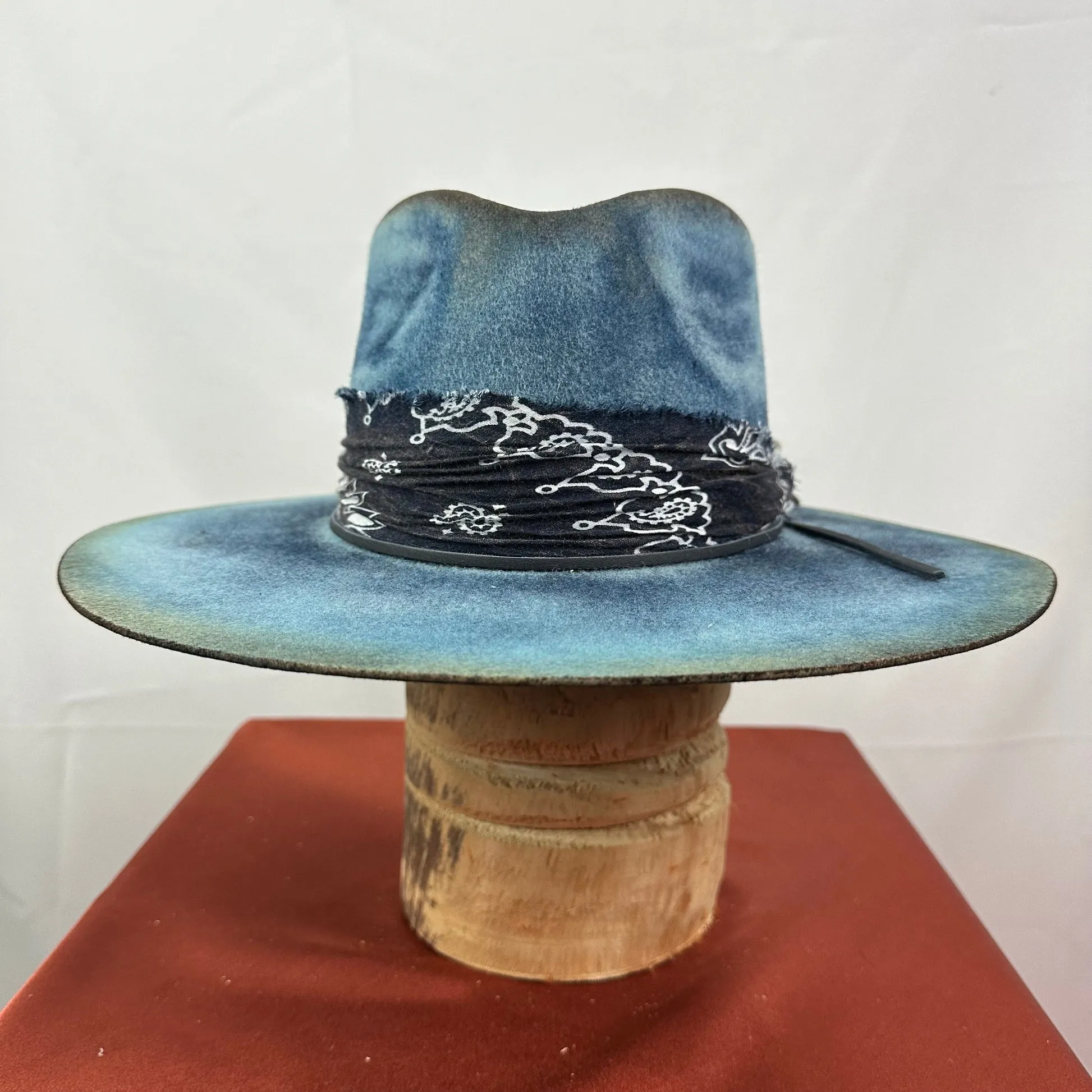 Distressed Fedora Road Warrior Denim Blue