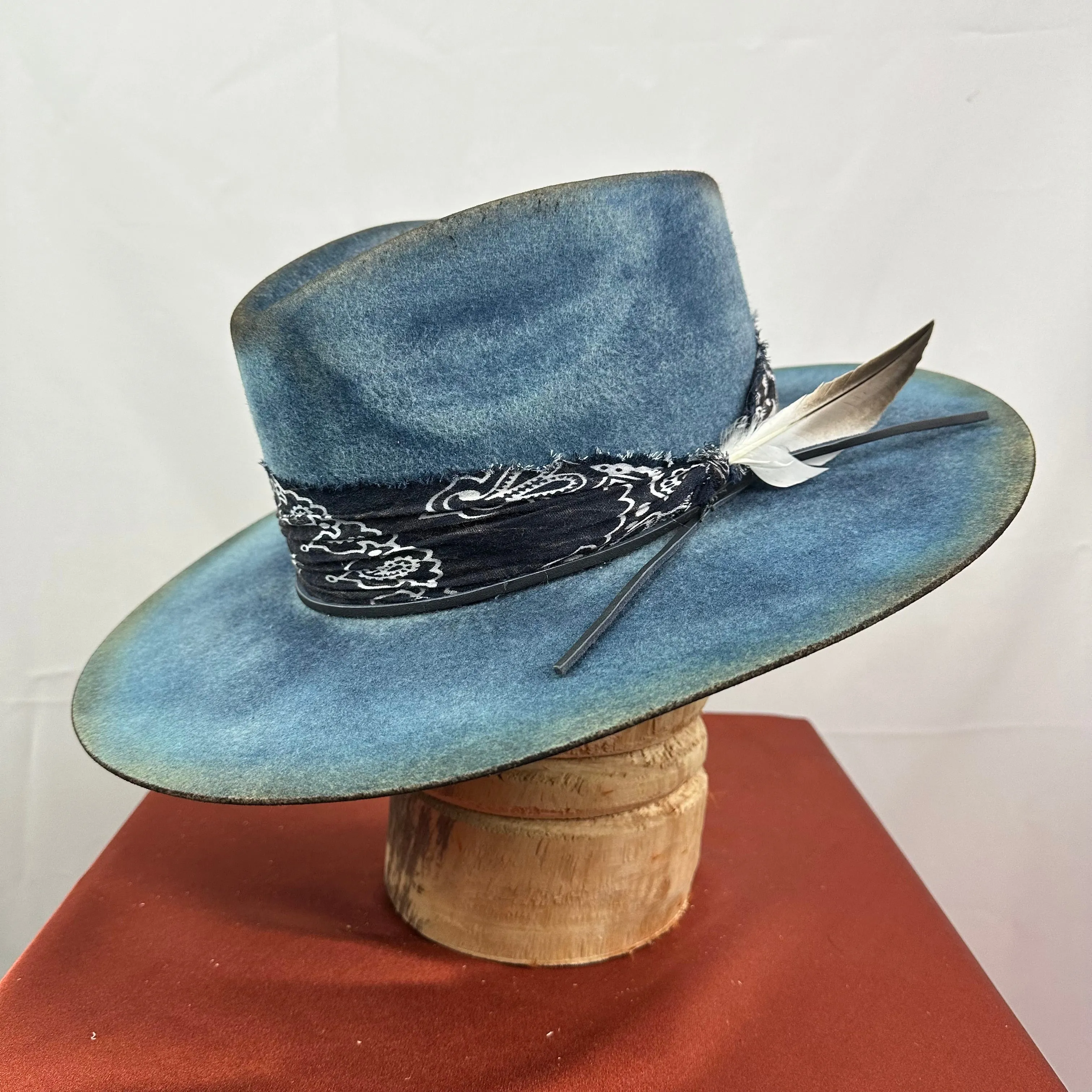 Distressed Fedora Road Warrior Denim Blue