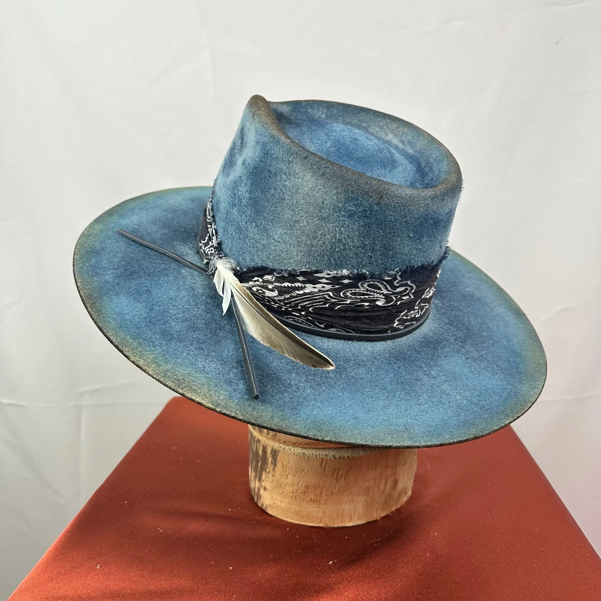 Distressed Fedora Road Warrior Denim Blue