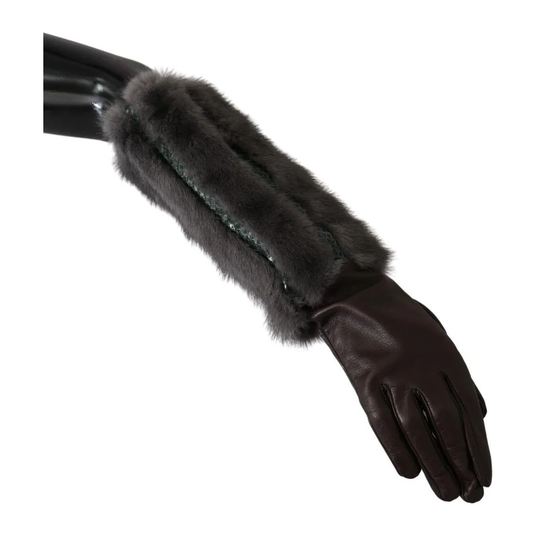 Dolce & Gabbana Elegant Mid-Arm Leather Gloves in Brown