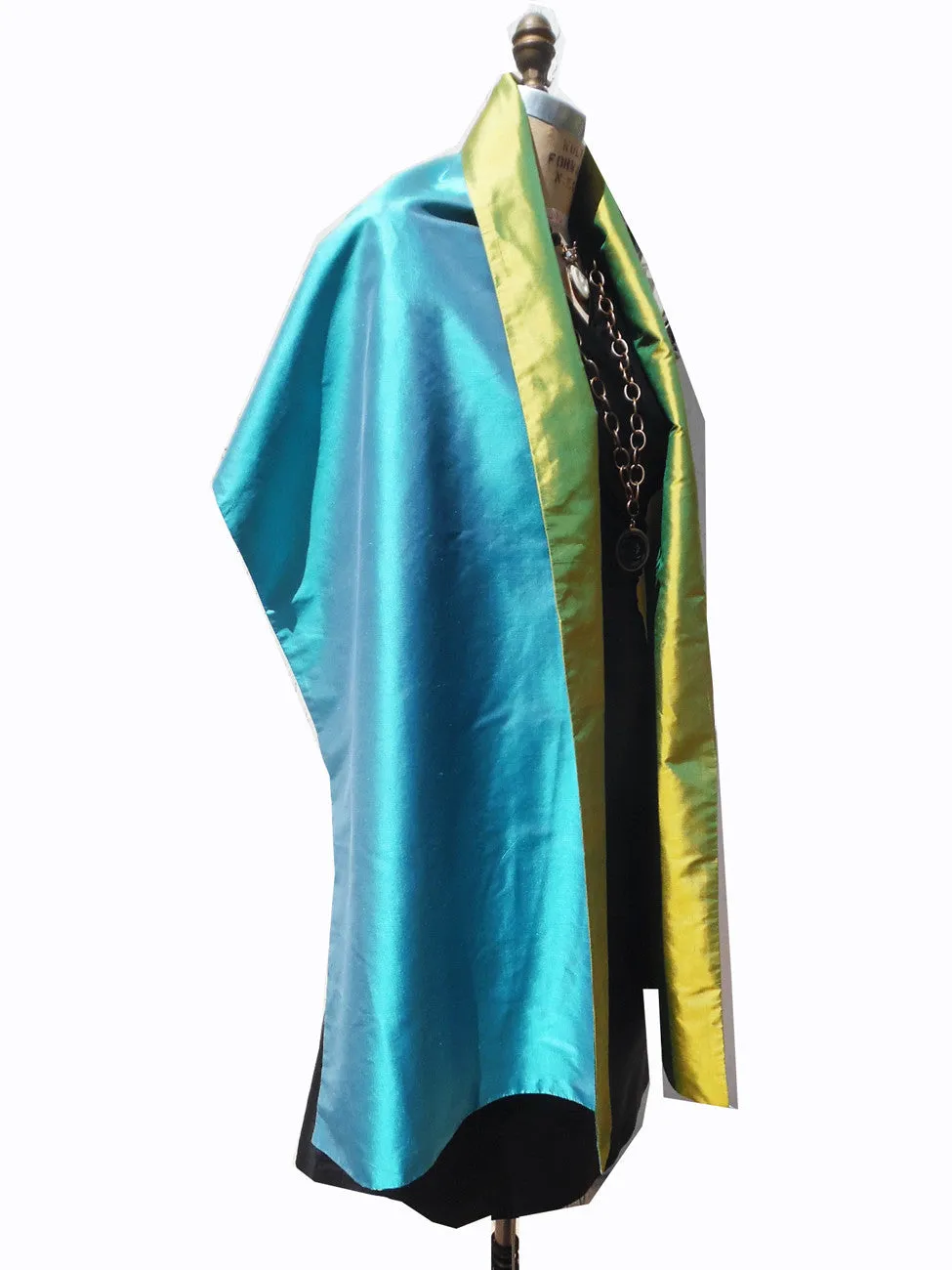 Double Sided Evening Shawl Bimini Blue Belize Green