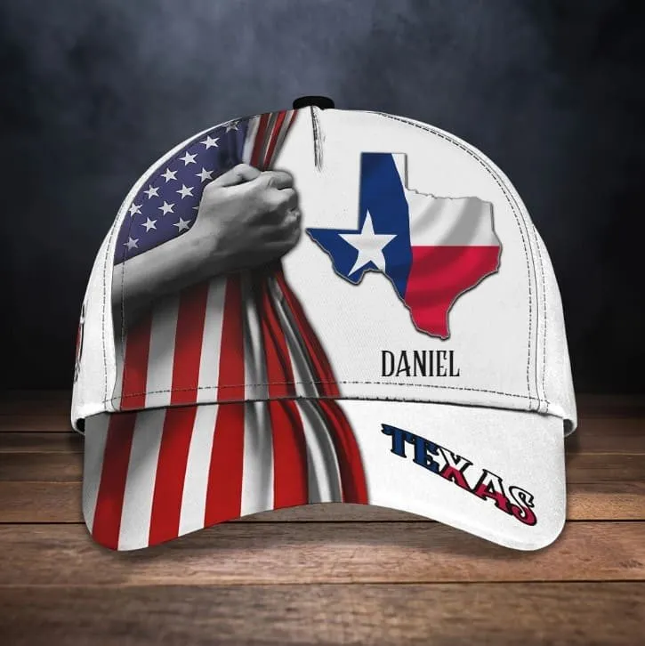 Eagle Texas Pride Personalized Name cap, Texas Eagle American Flag Hat for Husband