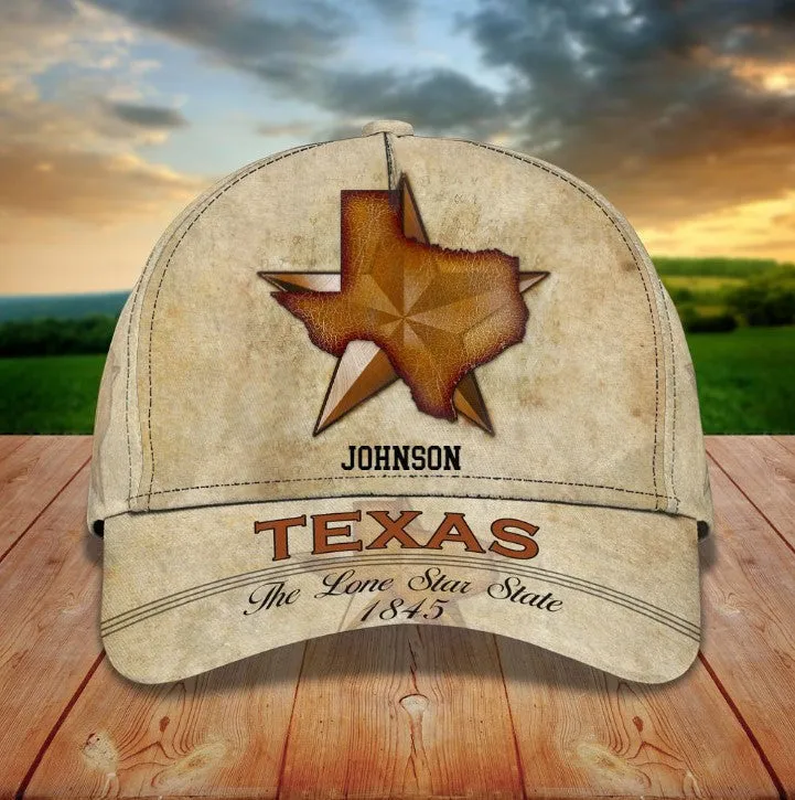 Eagle Texas Pride Personalized Name cap, Texas Eagle American Flag Hat for Husband