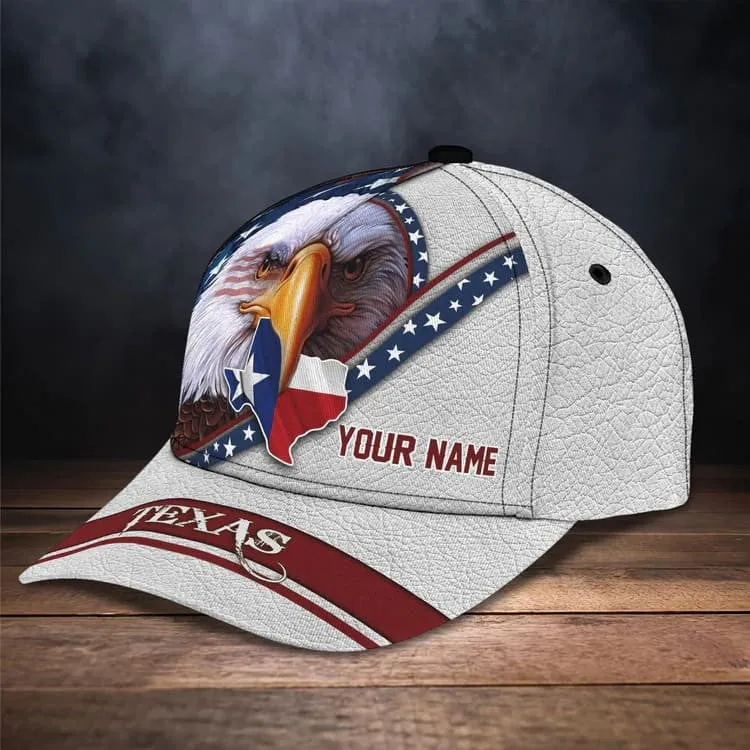 Eagle Texas Pride Personalized Name cap, Texas Eagle American Flag Hat for Husband