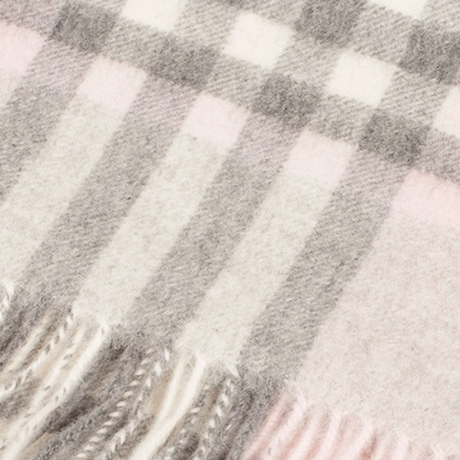 Edinburgh Cashmere Scarf  Chequer Tartan - Pink/Grey