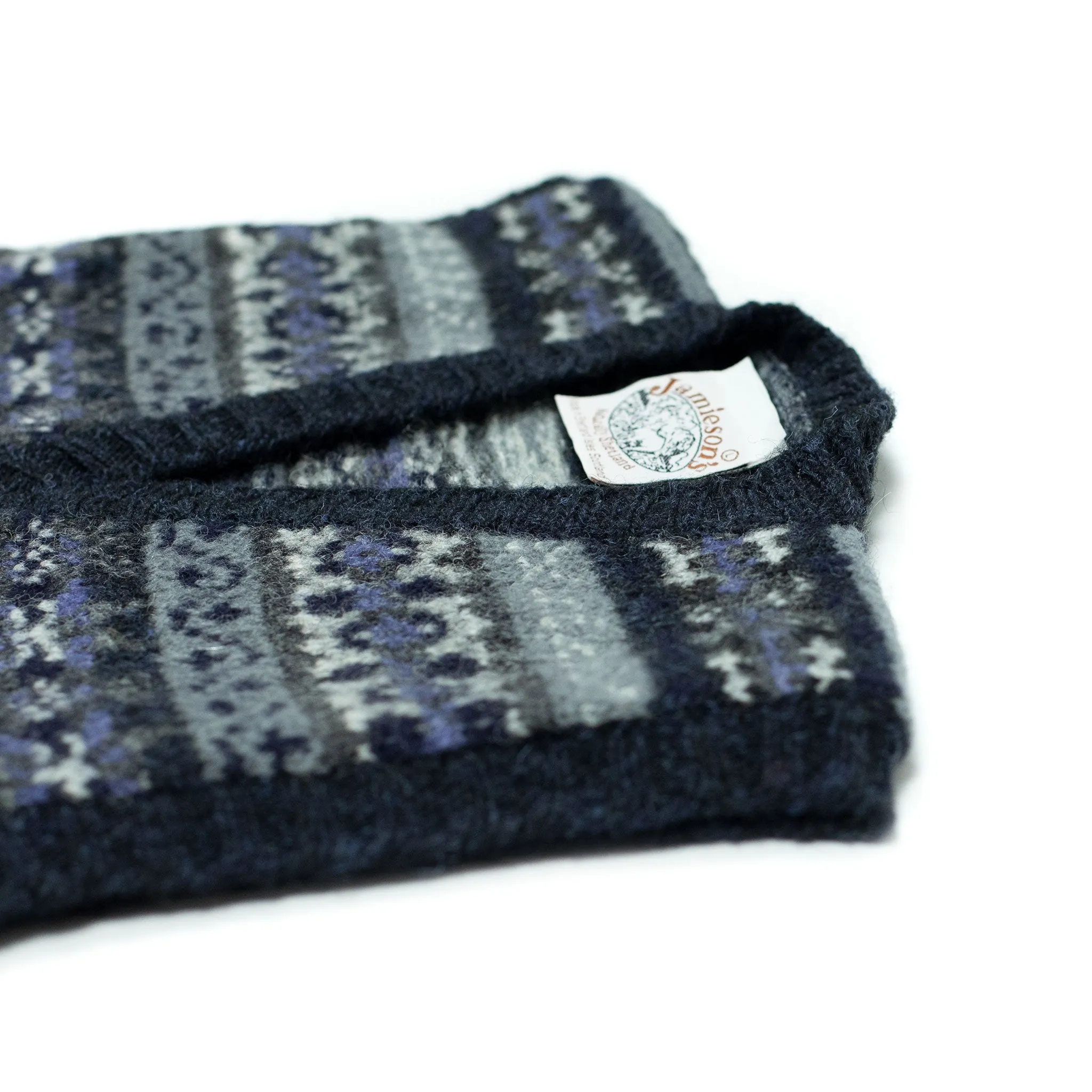 Fair Isle v-neck sweater vest, grey, charcoal & lilac (restock)