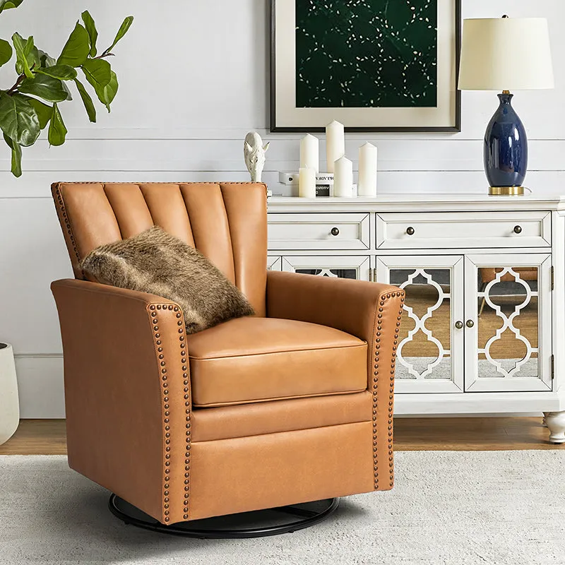 Flora Genuine Leather 360 Degree Refined Elegance Swivel Chair