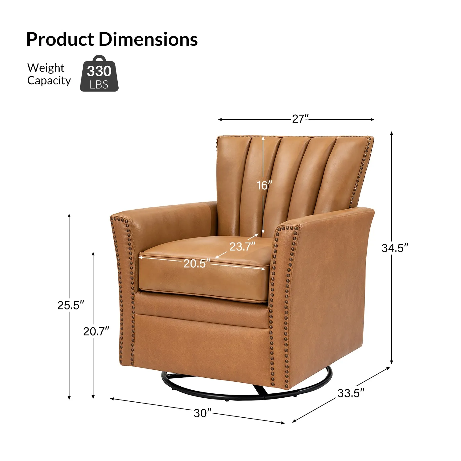 Flora Genuine Leather 360 Degree Refined Elegance Swivel Chair