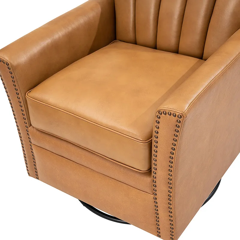 Flora Genuine Leather 360 Degree Refined Elegance Swivel Chair