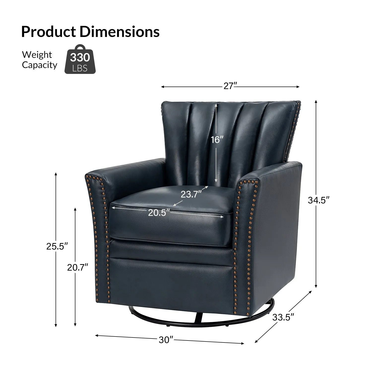 Flora Genuine Leather 360 Degree Refined Elegance Swivel Chair