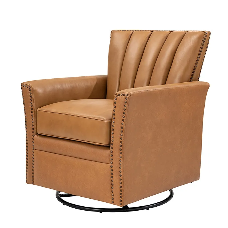 Flora Genuine Leather 360 Degree Refined Elegance Swivel Chair