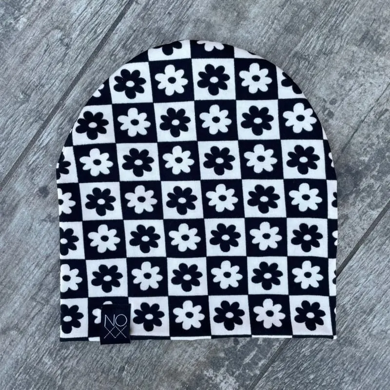 Floral Checkered | Jersey Knit Beanie