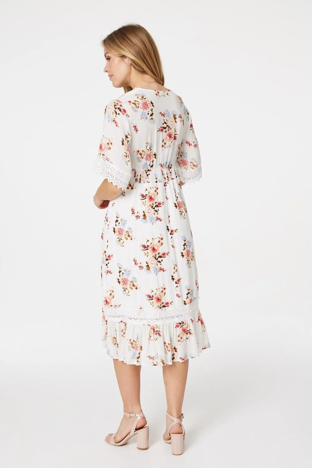 Floral Lace Midi Tea Dress