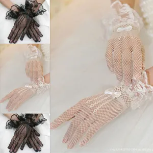 Floral Ribbon Tie Lace Glove