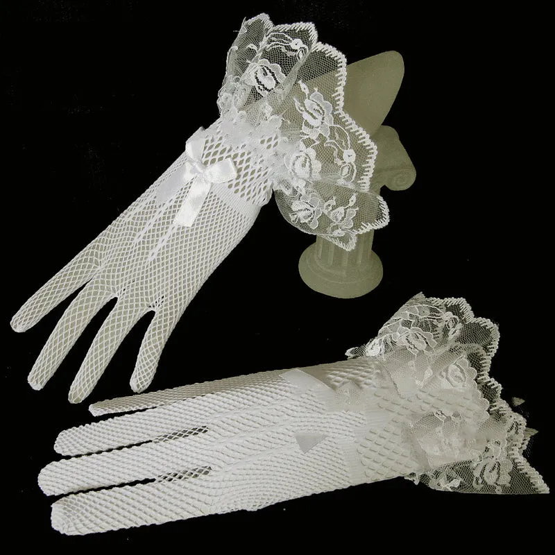 Floral Ribbon Tie Lace Glove