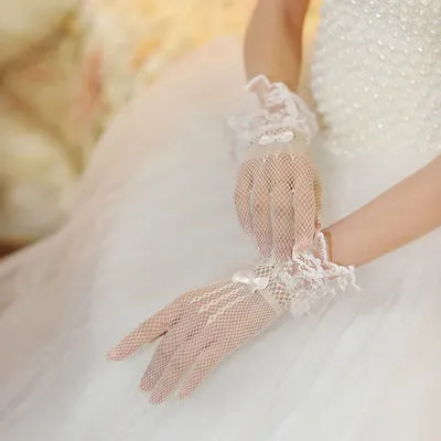 Floral Ribbon Tie Lace Glove