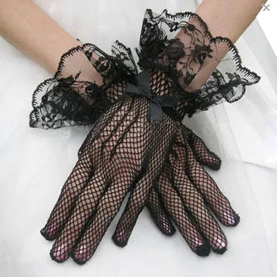 Floral Ribbon Tie Lace Glove