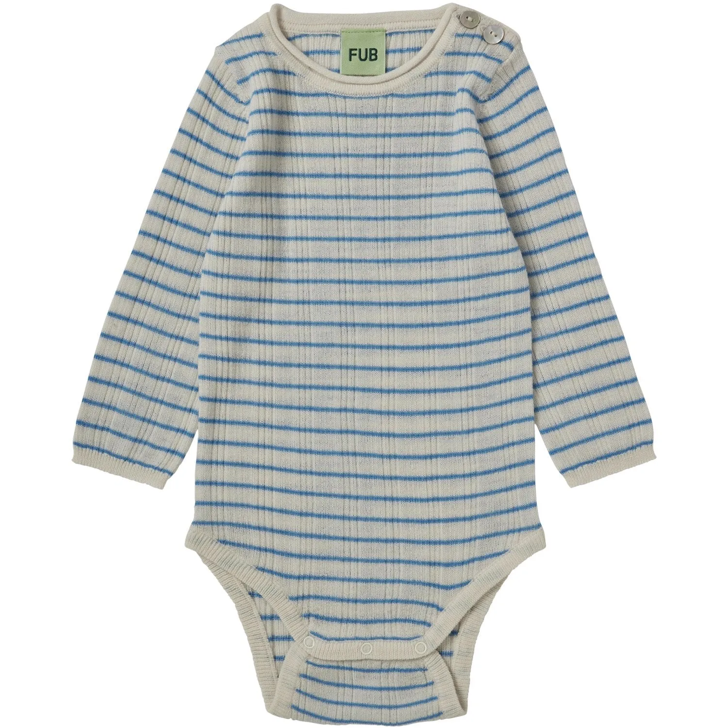 FUB Ecru/Deep Sky Baby Rib Bodysuit Ls