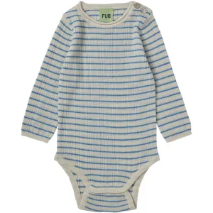 FUB Ecru/Deep Sky Baby Rib Bodysuit Ls