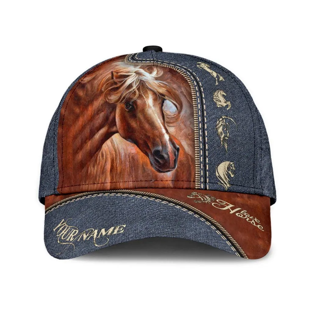 Gift For Father, Personalized Horse Classic Cap, 3D Baseball Cap for Dad, Horse Cap for Girl and Boy