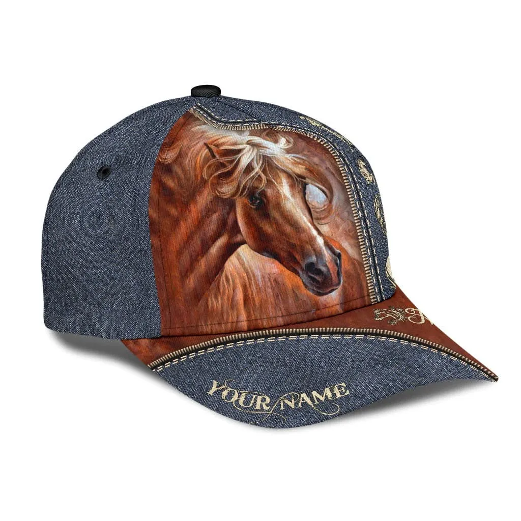 Gift For Father, Personalized Horse Classic Cap, 3D Baseball Cap for Dad, Horse Cap for Girl and Boy