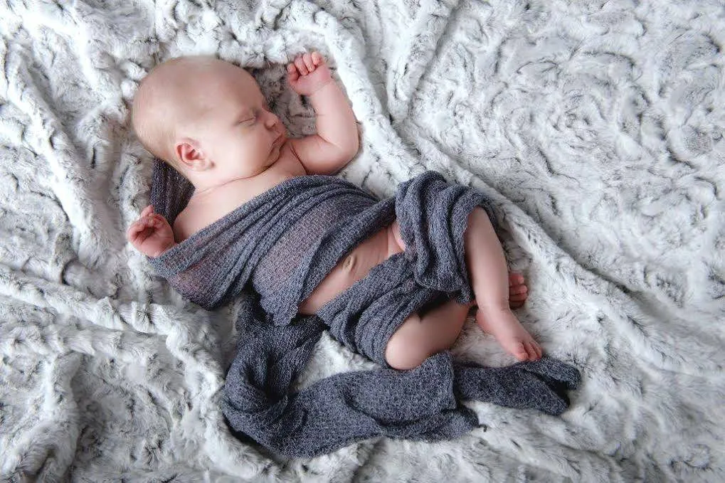 Gray Denim Stretch Knit Wrap Newborn Baby