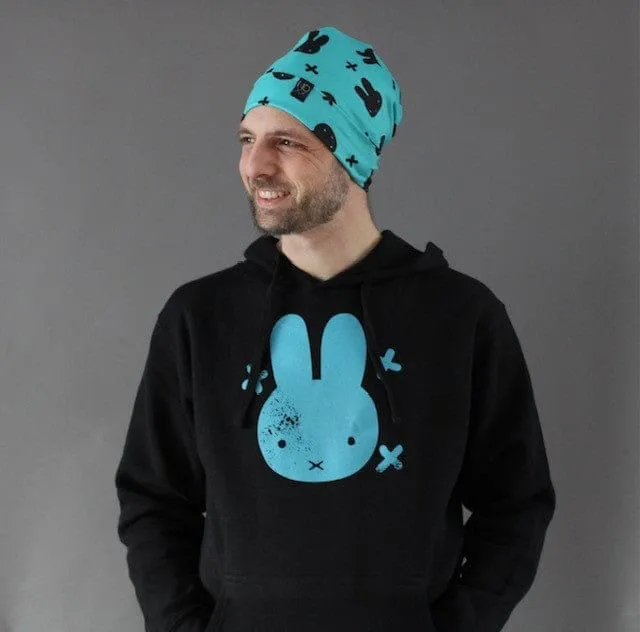 Hipster Bunnies TEAL | Jersey Knit Beanie