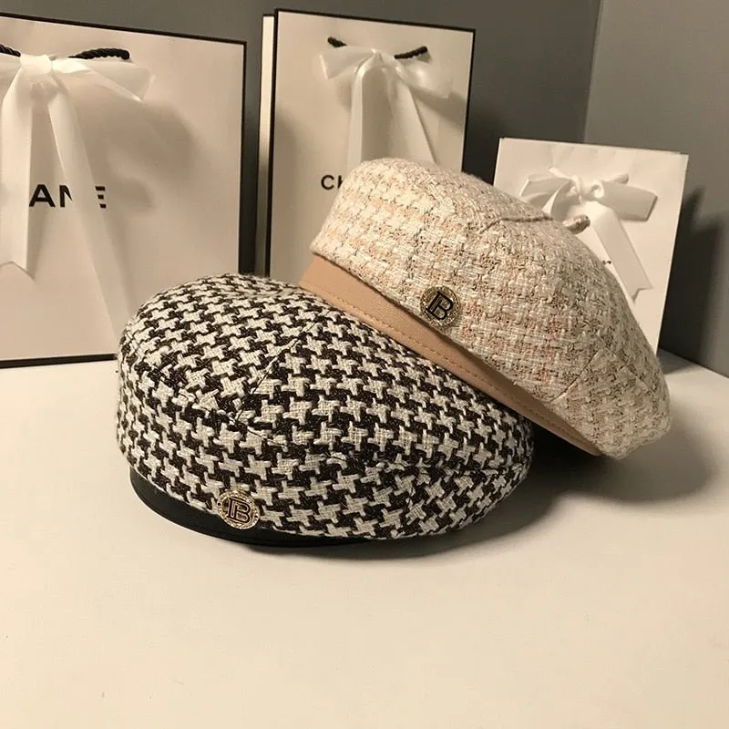 Houndstooth Beret