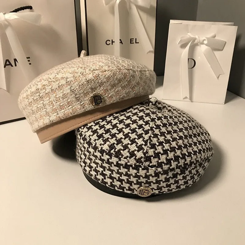 Houndstooth Beret