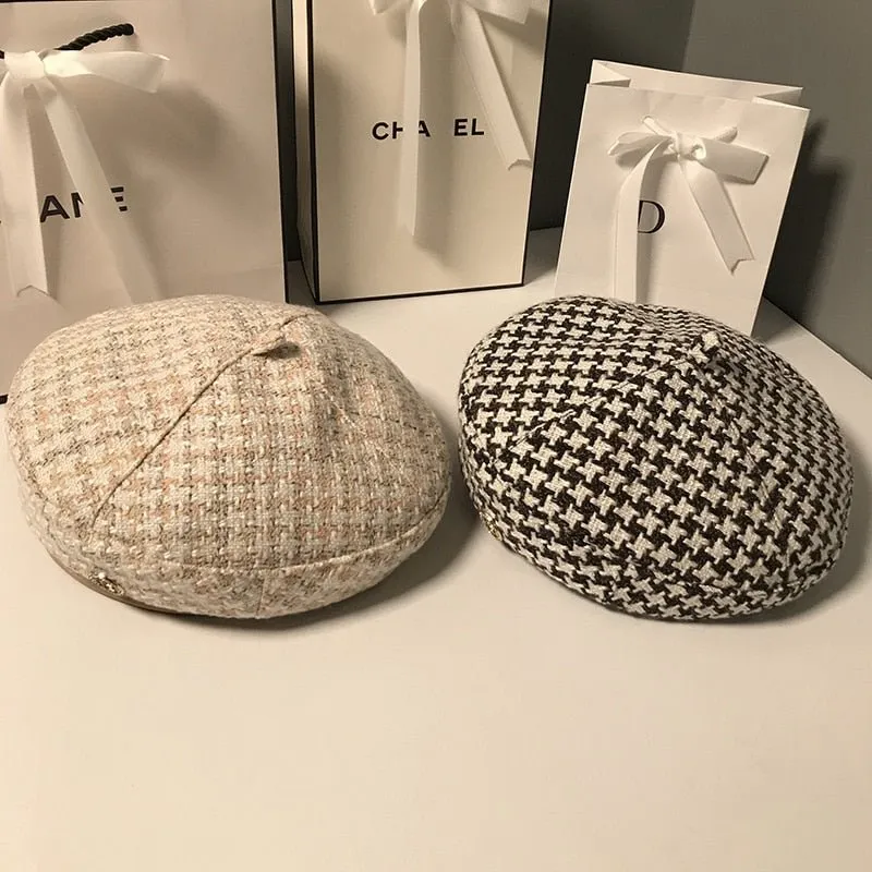 Houndstooth Beret