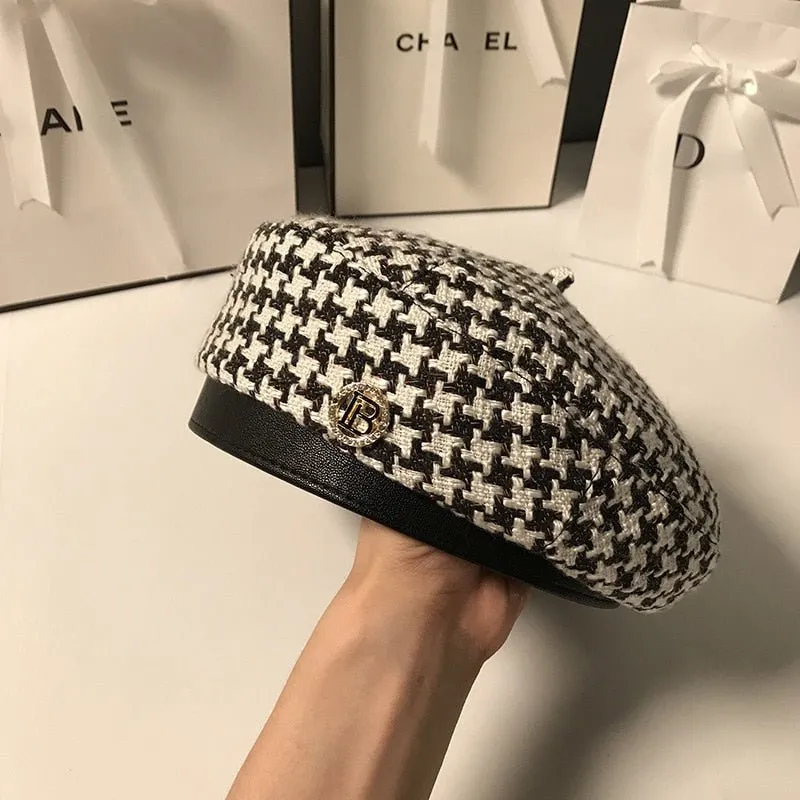 Houndstooth Beret