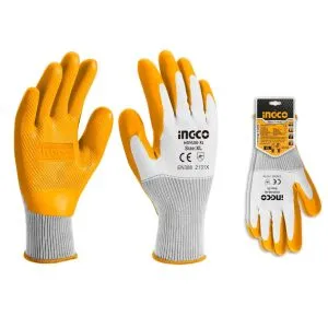 Ingco Latex Hand Gloves, Anti Cut Resistant, Industrial Use Safety Gloves, Gardening Gloves, Use For Heavy Cargo Handling Worker, Slight Sharp Objects Carrier Etc, Pack of 1 Pair