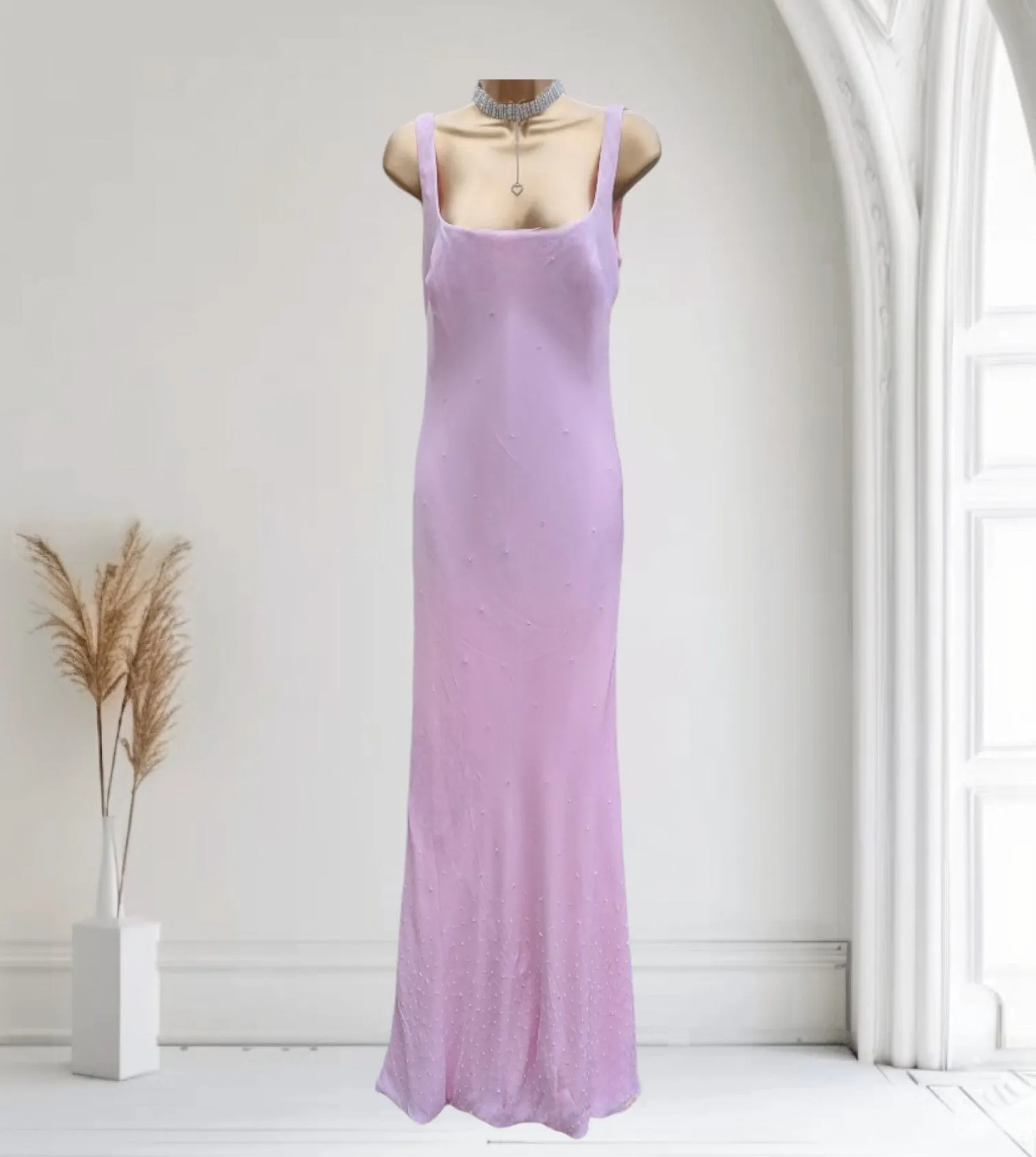 Jasper Conran Pale Pink Silk Beaded Ball Gown Prom Dress UK 12 US 8 EU 40