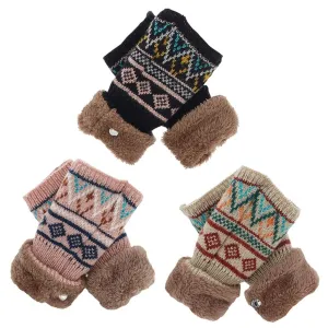 Joe Davies 10cm Aztec Fur Cuff Fingerless Gloves (Choice of 3)