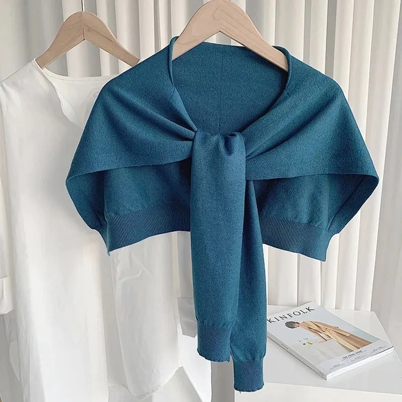 Knitted Solid Color Fake Collar Detachable Knotted Scarves