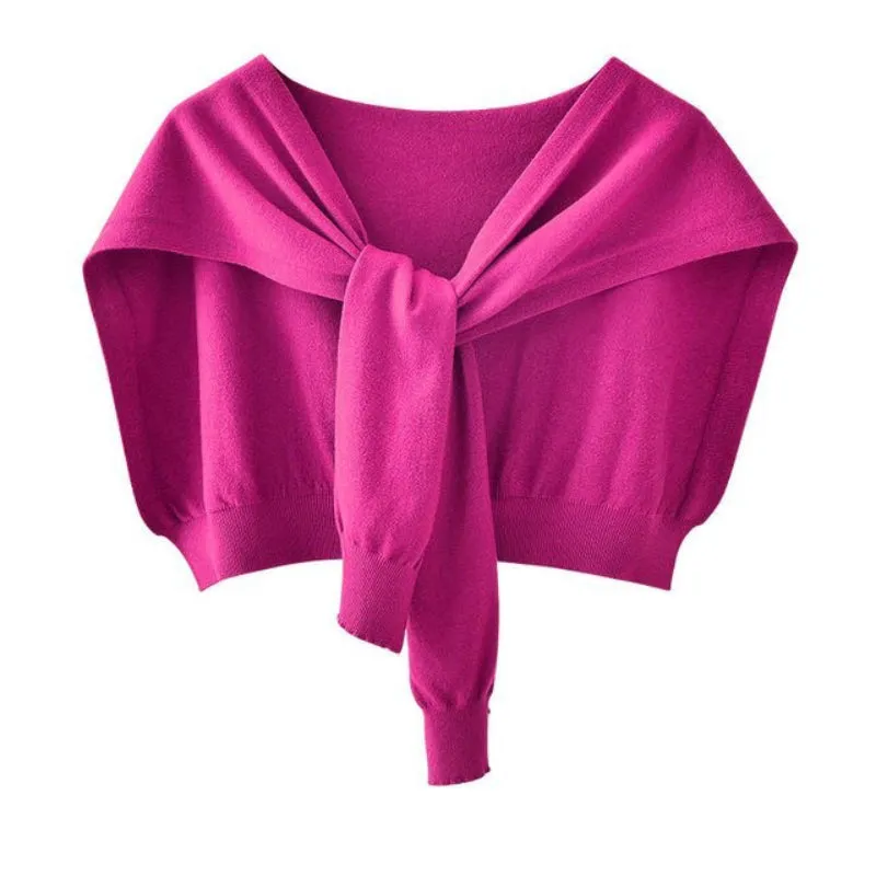 Knitted Solid Color Fake Collar Detachable Knotted Scarves