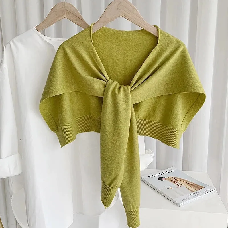 Knitted Solid Color Fake Collar Detachable Knotted Scarves