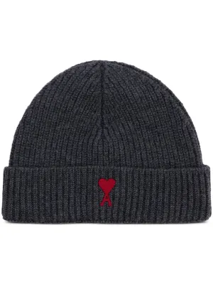 logo-embroidered ribbed-knit beanie